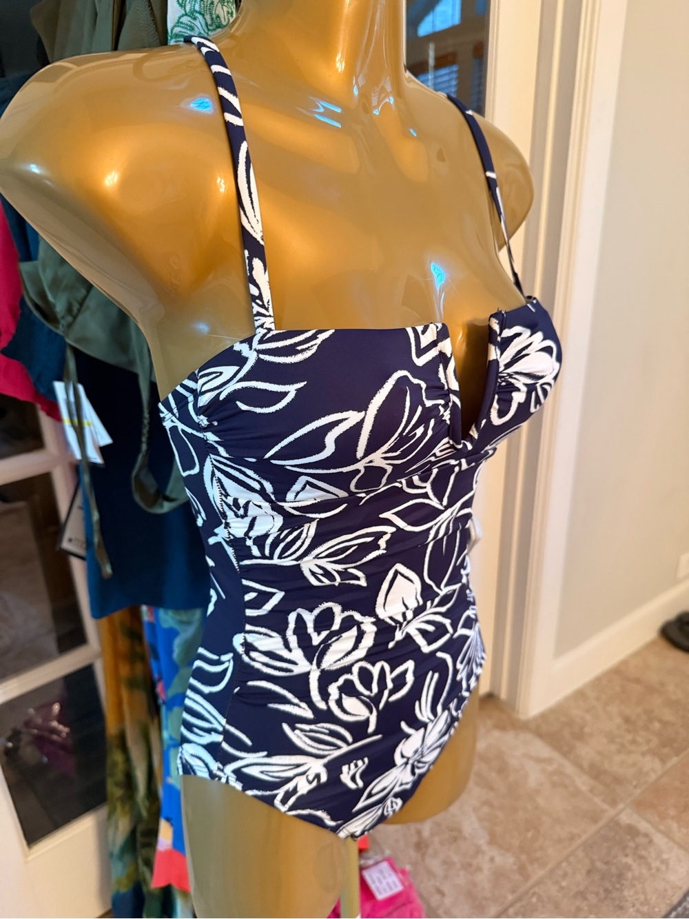 Ralph Lauren Navy with White Floral One-Piece Swimsuit
